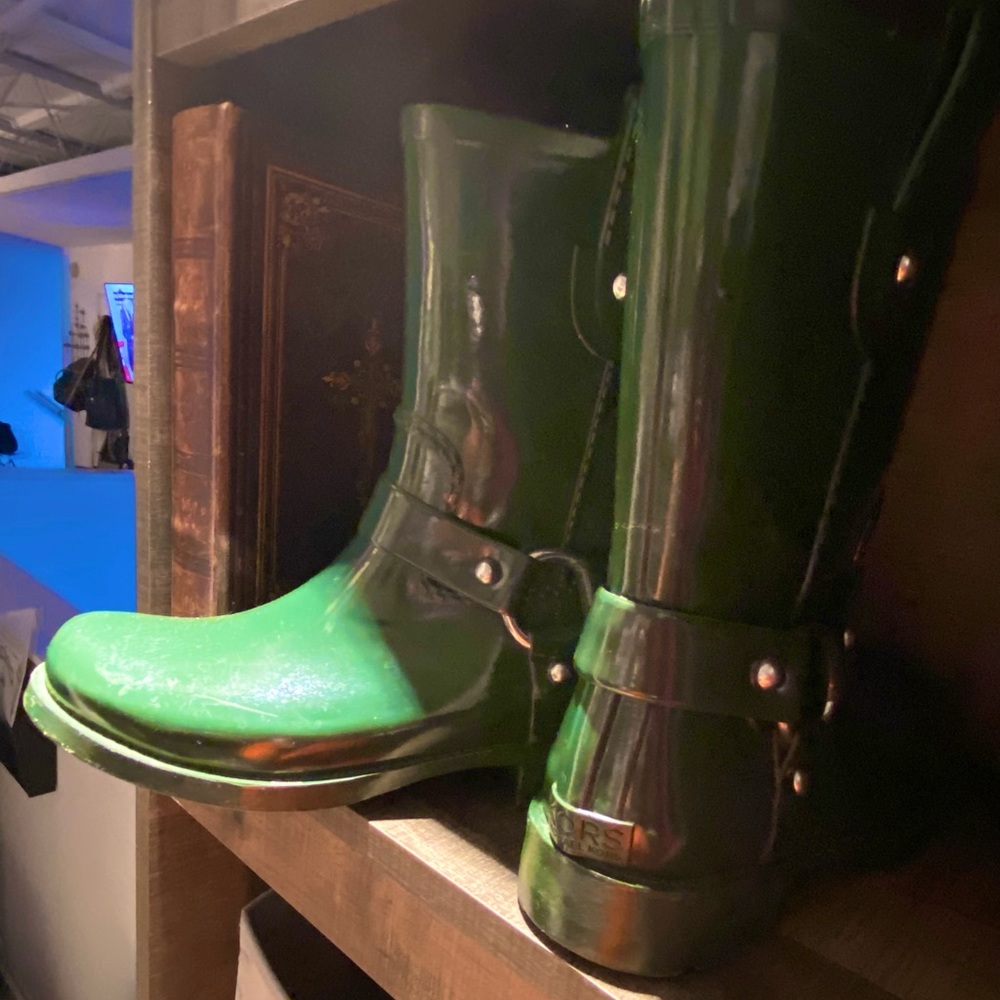 RECENTLY REDUCED: “Sale Priced”       KORS Money Green Logo Rainboots, PreOwned